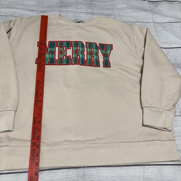 State of Mine Womens Size XXL Pullover Warm Holiday Sweatshirt Merry Print - Picture 6 of 9